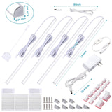 JUSJUBR LED Display Lights Cold White, Strip Light Bars for Display Case with Memory Function, 4x12inch Bookshelf Lighting, LED Cabinet Lights for Shelf Showcase Bookshelf Kitchen Workbench JUSJUBR