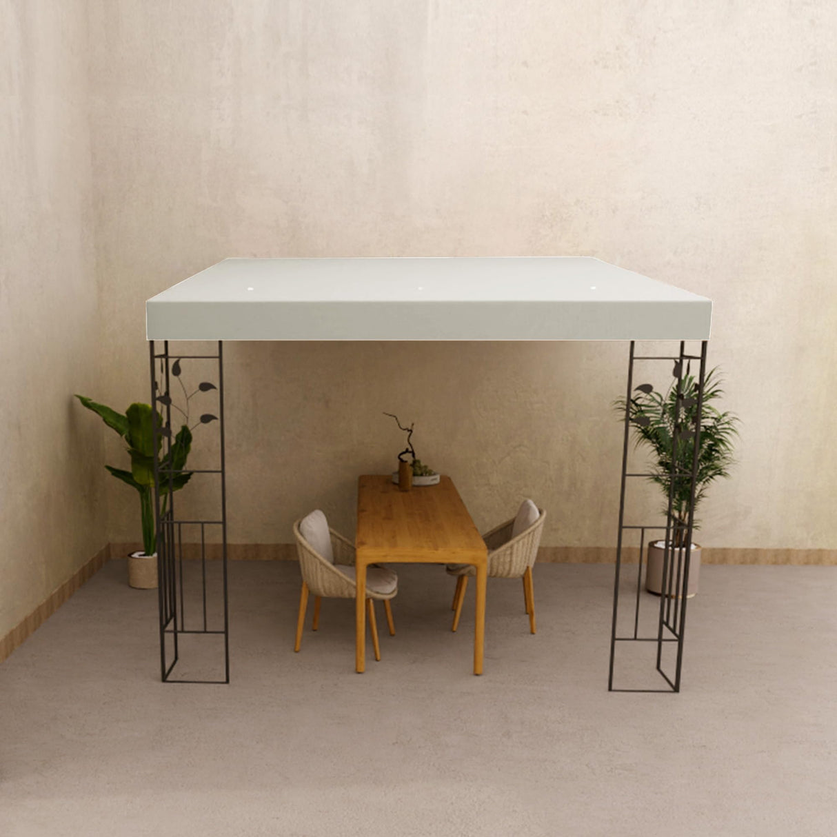 Outsunny 10' x 10' Outdoor Pergola Canopy, Metal Patio Canopy with Weather-Resistant Fabric and Drainage Holes for Backyard, Garden, Porch, Beach, Cream White Outsunny