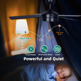 YITAHOME 48 Inch Black Ceiling Fan with Lights and Remote,4 Blades, App Control, Modern Smart Ceiling Fan Compatible with Alexa for Indoor, Reversible Quiet Motor, Memory Function YITAHOME