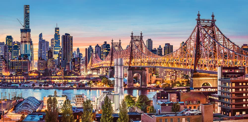 CASTORLAND 4000 Piece Jigsaw Puzzles, Good Evening New York, Puzzle of NYC, Puzzles of The USA, City Skyline Puzzle, New York Harbor and Bridge Puzzle, Castorland C-400256-2 Castorland