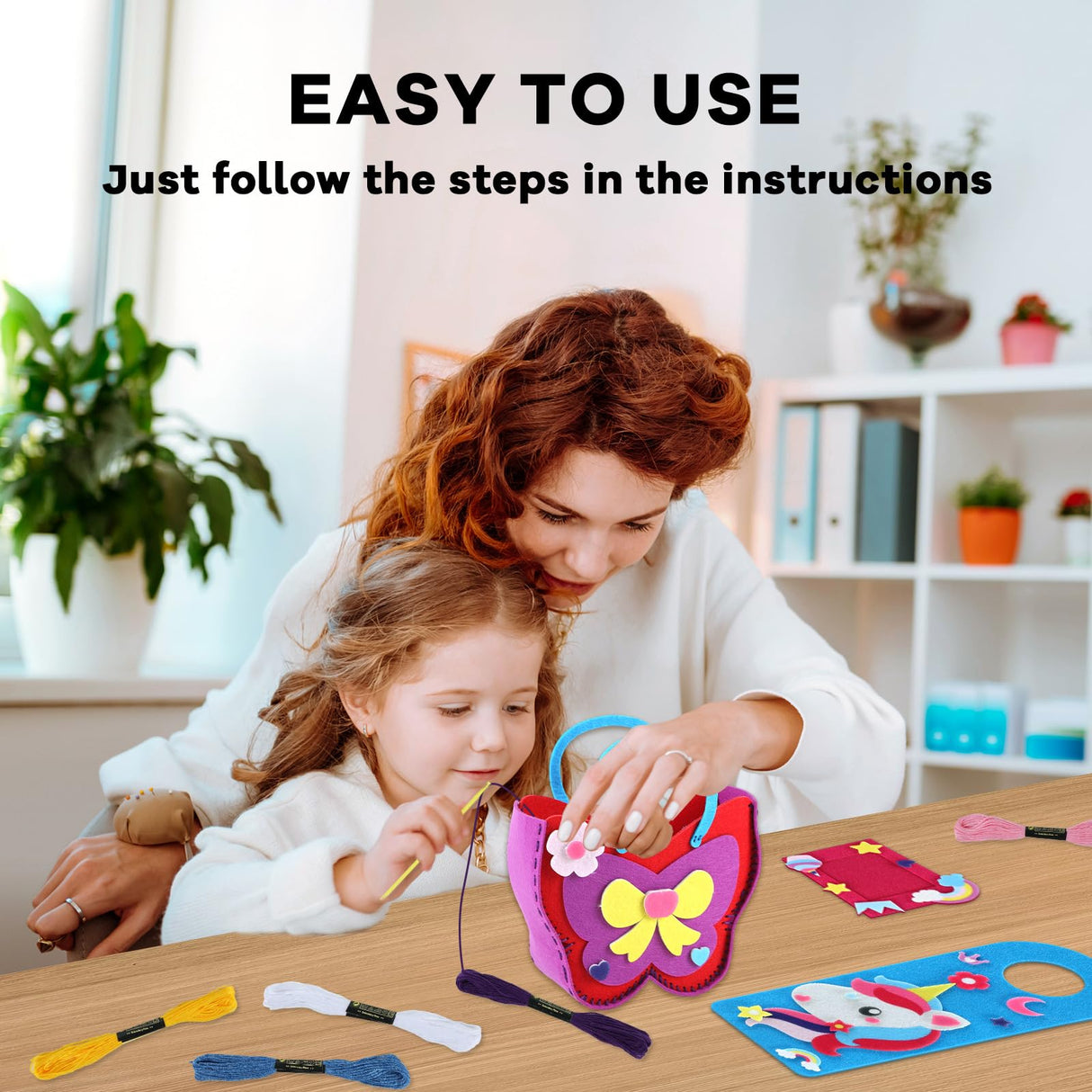 ZOIIWA 12Sets My First Felt Sewing Kit for Kid Arts Crafts Unicorn Felt DIY Craft Kit DIY Stuffed Mermaid Purse Bags Pillow with Instruction Embroidery Gift for Girl Boy Beginners Ages 4+ Learn to Sew ZOIIWA