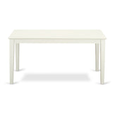 East West Furniture Capri 7 Piece Set Consist of a Rectangle Dining Room Table and 6 Wood Seat Chairs, 36x60 Inch, Linen White East West Furniture