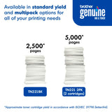 Brother Genuine Standard Yield Toner Cartridge, TN221BK, Replacement Black Toner, Page Yield Upto 2,500 Pages, Amazon Dash Replenishment Cartridge, TN221 Brother