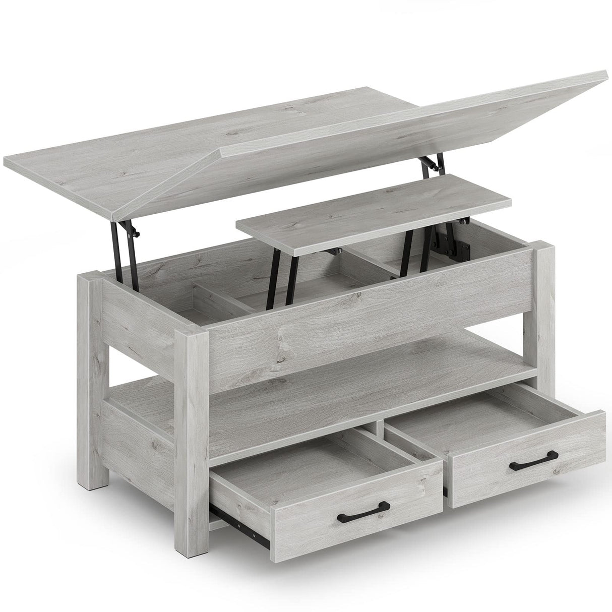 Rolanstar Coffee Table Lift Top, Multi-Function Convertible Coffee Table with Drawers and Hidden Compartment, Converts to Dining Table for Living Room, Home Office,Grey Rolanstar