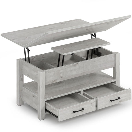 Rolanstar Coffee Table Lift Top, Multi-Function Convertible Coffee Table with Drawers and Hidden Compartment, Converts to Dining Table for Living Room, Home Office,Grey Rolanstar