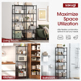 Sakugi Storage Shelves - Set of 2, 5-Tier Metal Shelf Organizer, Space-Saving Garage Shelving with Leveling Feet, Standing Shelves Organizer for Kitchen, Laundry, Pantry (18.4" x 12.6" x 57.4", Black) Sakugi