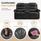 ZRNINR Loveseat Reclining Sofa, Home Theater Seating with Center Console, RV Recliner Sofa with Cup Holders and Pockets, Manual Double Seater Recliner for Living Room, Motor Home, Cinema(Black) ZRNINR