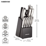 Farberware 15-Piece High-Carbon Stamped Stainless Steel Kitchen Knife Set with Wood Block, Steak Knives, Razor-Sharp, Black, Ultra-Sharp Blades, Ergonomic Comfort Grip Farberware