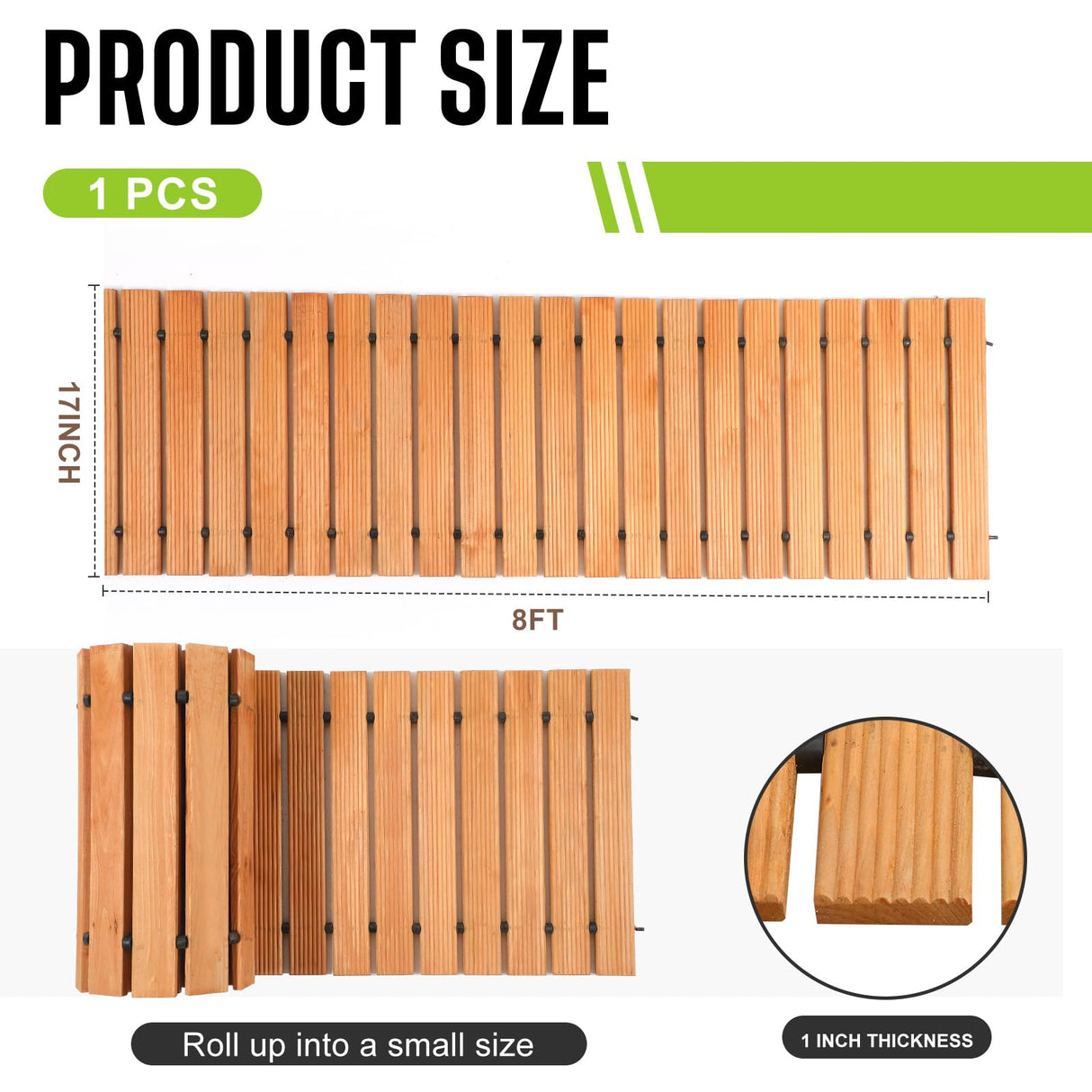 Tatuo 8 FT Wooden Garden Pathway Roll Out Straight Walkway Outdoor Path Wood Flooring Boardwalk Pavers for Garden Backyard Patio Beach Outdoor Wedding Party, 8' L x 17" W(1 Pack) Tatuo