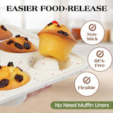 AOTASO Regular 12 Cup and Mini 24 Cup Nonstick Cupcake Pan Set Silicone Muffin Pan for Baking Silicone Cupcake Mold with Metal Reinforced Frame BPA Free (2 Pcs, Cream) AOTASO