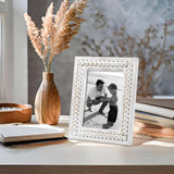 UPPER DECOR Whitewashed Wooden 5x7 Picture Frame with Beaded Design – Rustic and Boho Style, Decorative 5x7 Photo Frame for Home Decor, Farmhouse Rustic Picture Frame for Photos UPPER DECOR