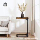 QEEIG Narrow C Shaped Side Table Set of 2 Living Room Sets Slim Couch Tray Tables Skinny Thin Small Farmhouse 9.5 inch Width, Rustic Brown (017-24BN) QEEIG