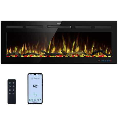 Kentsky 48" WiFi Electric Fireplace Inserts, Recessed and Wall Mounted Fireplace Heater W/Adjustable Flame Color & Brightness, Thermostat, 9H Timer, App and Remote Control, Low Noise, 750/1500W Kentsky