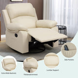 YITAHOME Rocker Recliner Chair with Heat & Massage, Faux Leather Recliner with Overstuffed Armrest, 360° Swivel, Manual Reclining, Rocking Function & Side Pocket for Living Room,Beige YITAHOME