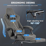 Gaming Chair, Video Game Chair with Massage Lumbar Support and Footrest, Comfortable Ergonomic Computer Chair with Linkage Armrests, Height Adjustable Racing Game Chair Pu Leather for Adults, Grey NIONIK