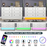 Loomie 6 Drawer Dresser, Modern Drawer Chests with Power Outlet and Led Light, Wide Chest of Drawers for Storage and Organization, White Dresser for Bedroom, Living Room, Closets, Entryway Loomie