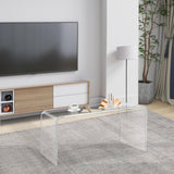 VDGPWA Premium Acrylic Coffee Table, 32" L*16" W *16" H, 3/5" Thick Clear Coffee Table for Living Room, Rectangle Lucite Coffee Table Modern Waterfall Coffee Table Acrylic Furniture VDGPWA