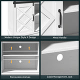 Boyel Living Farmhouse TV Stand for TVs up to 65 Inches,Farmhouse Entertainment Center with 2 Slicing Barn Door，Tv Consol for Living Room,Morden White Boyel Living