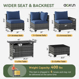 Aoxun Patio Furniture Sets with 44'' Fire Pit, 10 Pcs Outdoor Patio Coversation Set with 4'' Thicken Cushion, Widen Armrests Wicker Outdoor Sectional for Backyard (Waterproof Cover Include) Aoxun