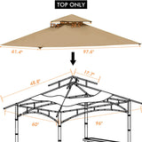 ONTHEWAY 5FT x 8FT Double Tiered Replacement Canopy Grill BBQ Gazebo Roof Top, for Gazebo Model L-GZ238PST-11 Only ontheway