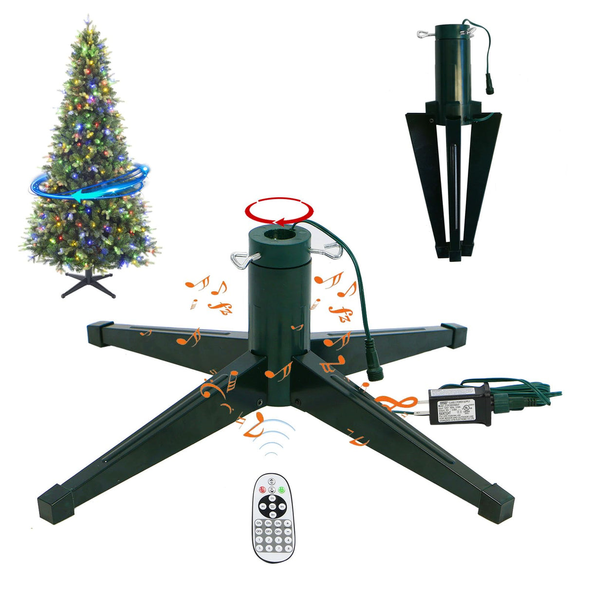 VINCONLIDY Rotating Christmas Tree Stand with Remote Control, Musical 360 Degree Spinning Christmas Tree Stand for Up to 9ft 120lb Artificial Tree VINCONLIDY