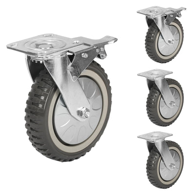 uyoyous Heavy Duty Casters Set of 4, 8 Inch All-Terrain Caster Wheel, Rubber Swivel Casters with Brake, Off Road Caster Wheels for Utility Cart Furniture