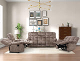 CANMOV Manual Reclining Sofa Set, 3 Pieces Recliner Sofa Set, Manual Recliner Chair, Reclining Loveseat and 3-Seat Sofa for Living Room, 3 Pieces Furniture Set, Light Brown (1+2+3) CANMOV
