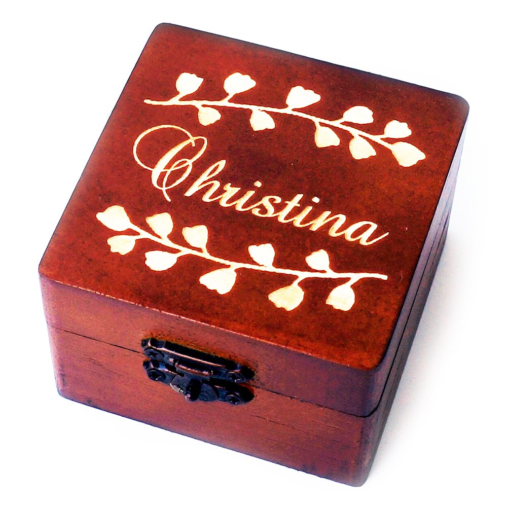 Personalized Brown Wooden Bridesmaid Box, Jewelry Box, Wedding Gift, Bridesmaid Gift, Wedding Favors AMIATCH