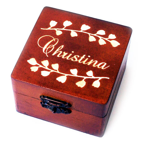 Personalized Brown Wooden Bridesmaid Box, Jewelry Box, Wedding Gift, Bridesmaid Gift, Wedding Favors AMIATCH