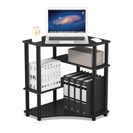 FURINNO Turn-N-Tube Space Saving, Corner Desk, Espresso/Black Furinno