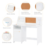 UTEX Kids Study Desk with Chair, Wooden Children School Study Table with Hutch and Chair for 3-8 Years Old, Student's Study Computer Workstation & Writing Table for Home School Use UTEX