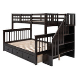 Espresso Twin Over Full Bunk Bed with Storage Drawers and Safety Stairway by Harper & Bright Designs Harper & Bright Designs