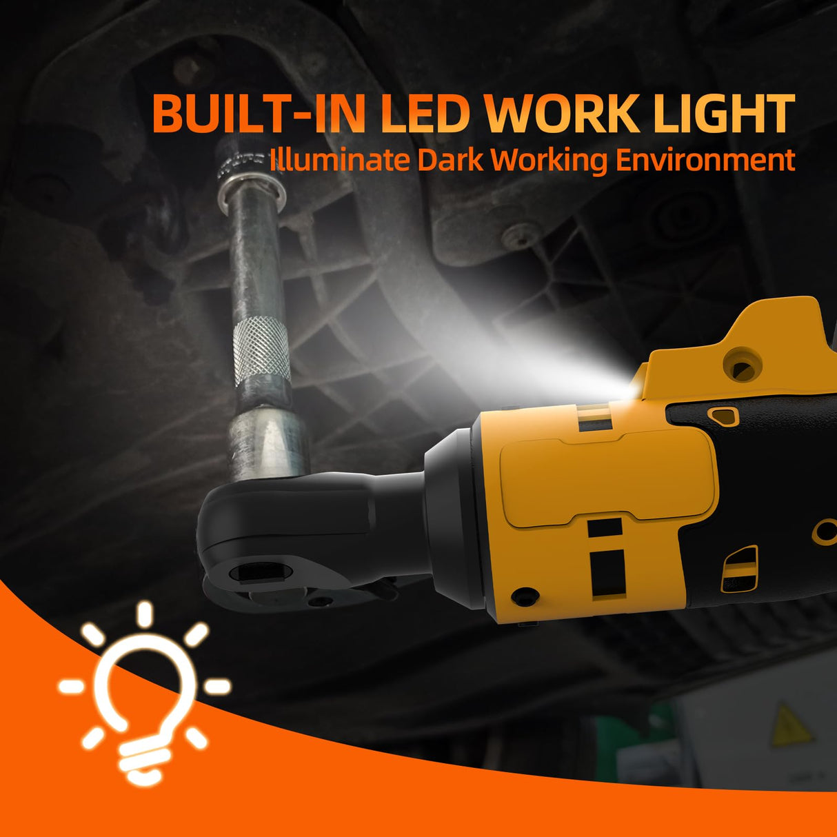 Mount Jasper Electric Ratchet, 3/8" 21V Power Cordless Ratchet, with Variable Speed and Trigger Safety Lock, LED Light, 7 Sockets, 1/4" Drive Adapter, 3" Extension Rod(Battery not included) Mount Jasper