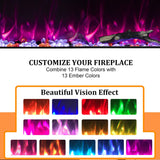 Oxhark Flame 72inch Electric Fireplace in Wall Recessed and Wall Mounted Fireplace Electric, 13 Flame Colors, Realistic Logs &Crystals Fuel Bed, Adjustable Temperature and Timer, 750W/1500W, Black Oxhark Flame