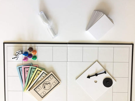 Make Your Own Board Game Kits (Bundle of 4) with 18"x18" Quad Fold Board with Printed Frame Bare Games