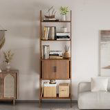 LUVIOHOME 4 Tier Bookshelf with Drawer,Tall Narrow Bookcase with Shelves, Wood and Metal Bookshelves Storage Organizer,Industrial Display Standing for Living Room, Home Office, Entryway (Walnut) LUVIOHOME