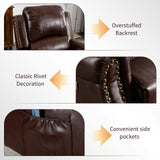 HAOMARKETS Classic Power Recliner Chair with Massage and Heat, Breathable Faux Leather Electric Recliner with USB Port, Overstuffed Reclining Sofa with Rivets for Living Room HAOMARKETS