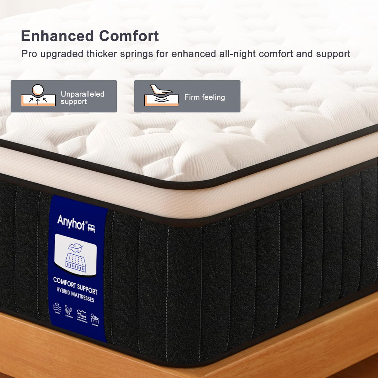 Anyhot,Twin Mattress,10 Inch Medium Firm Hybrid Bed Mattresses,Twin Mattress Size with High Density Foam and Independent Pocket Springs,Release Pressure,Cool and Breathable Anyhot