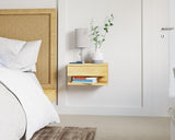 WOODCHES Floating Nightstand Side Accent or End Table with Storage Drawer, Wood Bedside Shelf, Handmade Floating Table (MADRID) WOODCHES