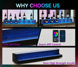 WODRAWER LED Lighted Liquor Bottle Display, 40 Inch 2 Tier Acrylic Bottle Display Rack, Wine Rack Multi-Color Lighting Modes for Home Bar, Party WODRAWER