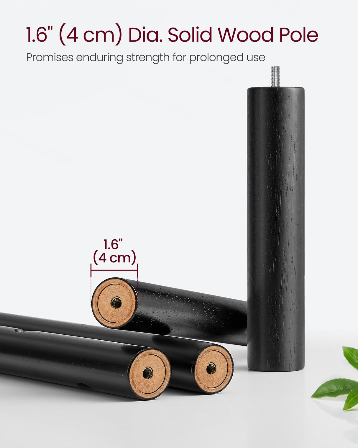 VASAGLE Coat Rack, Solid Wood Coat Stand, Freestanding Hall Tree, 8 Hooks, Ink Black URCR010B01 VASAGLE