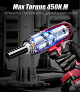 AVID POWER Cordless Impact Wrench, 1/2 Impact Gun w/Max Torque 330 ft lbs (450N.m) (Light Red) AVID POWER