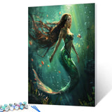 Tucocoo Green Mermaid Paint by Number for Adults Canvas Ocean Painting by Numbers Kits for Adult Include Acrylic Paints&Paintbrush,DIY Underwater World Mermaid for Home Wall Decor16x20inch No Frame Tucocoo