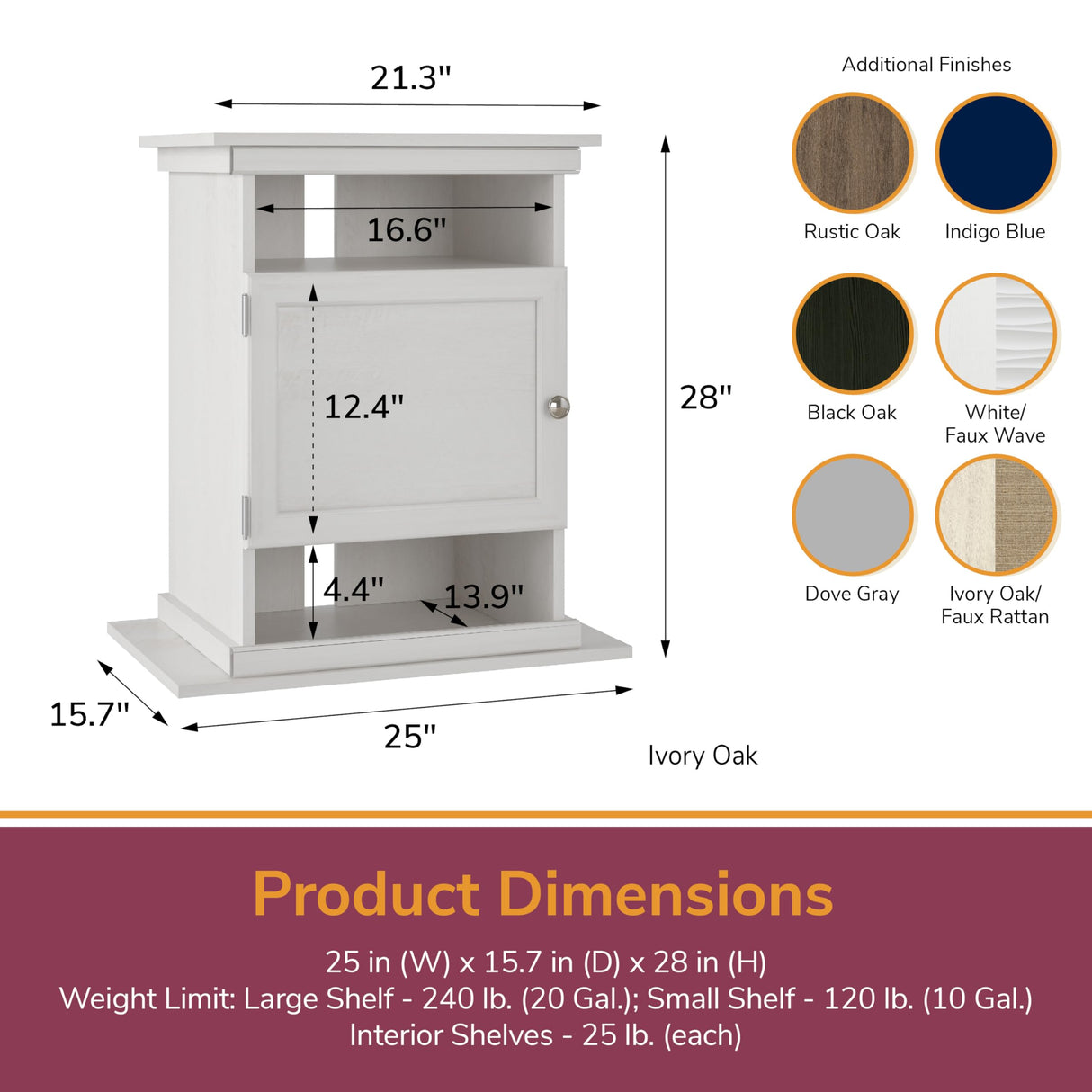 Ollie & Hutch Flipper 10/20 Gallon Aquarium Stand, Rustic Oak Ollie & Hutch