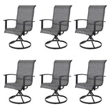 Grand patio Outdoor Swivel Dining Chairs 6-Piece Patio Dining Chair Set Mesh Sling Patio High Back Swivel Rockers, Black & Grey Plaid Grand patio