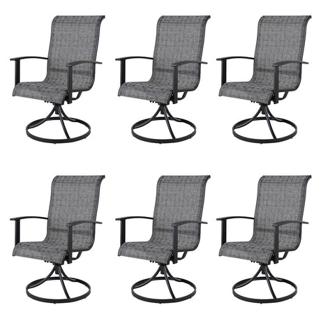 Grand patio Outdoor Swivel Dining Chairs 6-Piece Patio Dining Chair Set Mesh Sling Patio High Back Swivel Rockers, Black & Grey Plaid Grand patio