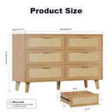 XDliv Rattan Dresser, 6-Drawer Double Dresser Rattan Storage Chest Unit for Bedroom XDliv