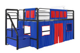 DHP Curtain Set for Kid's Loft Bed, Washable and Removable, Blue and Red DHP
