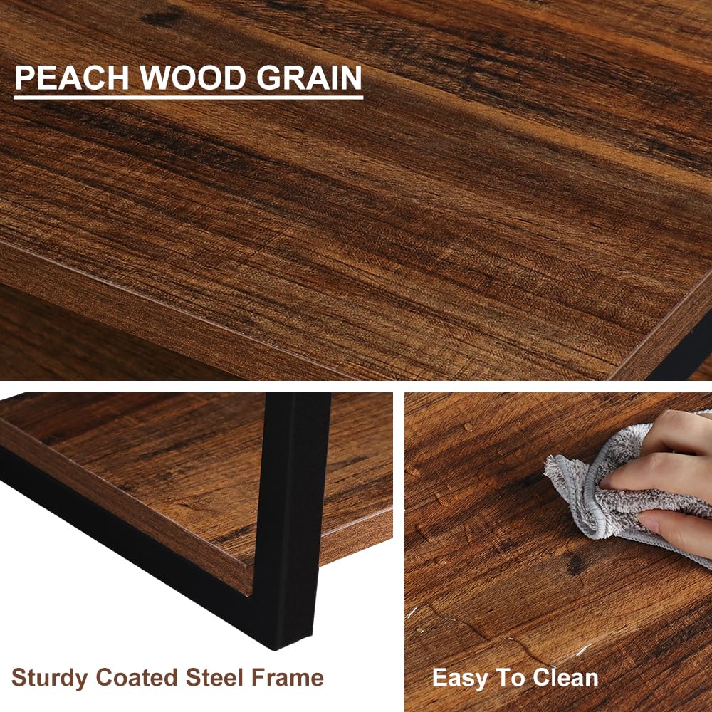 LUCKUP Floating Wall Shelves Wall Mounted Projector Shelf Wood AV Media Stand with 2 Shelves, Entertainment Center with Strengthened Metal Steel Frame LUCKUP