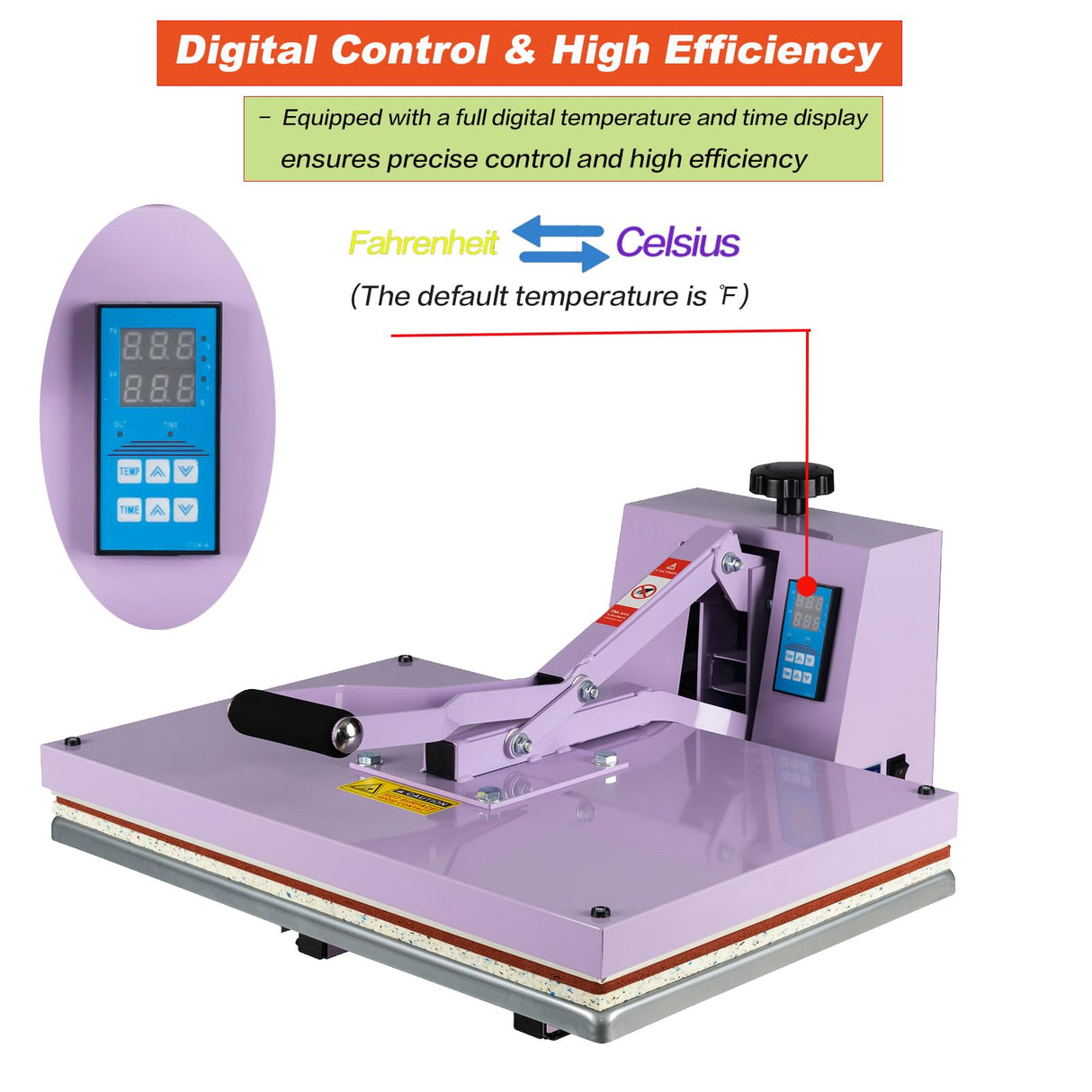 Large Heat Press 16x24 Manual with Slide-Out Base, Industrial Grade 2000W Clamshell Heat Press Machine for T-Shirts - Purple/Green Heat Transfer Equipment for Sublimation, DTF & Vinyl (Purple) WUMSTOT